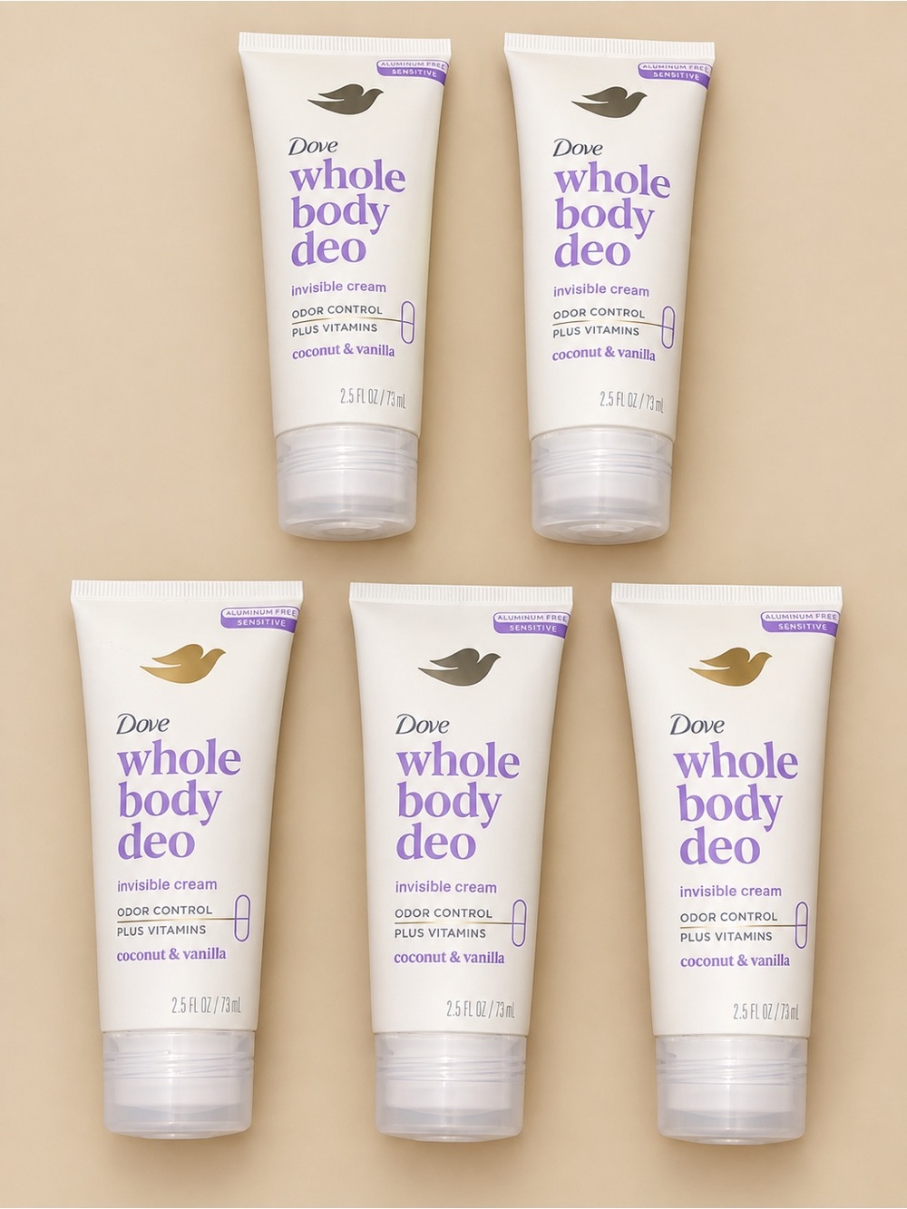 Dove Whole Body Deo Invisible Cream Body Wash - White (Coconut & Vanilla) 5PACK